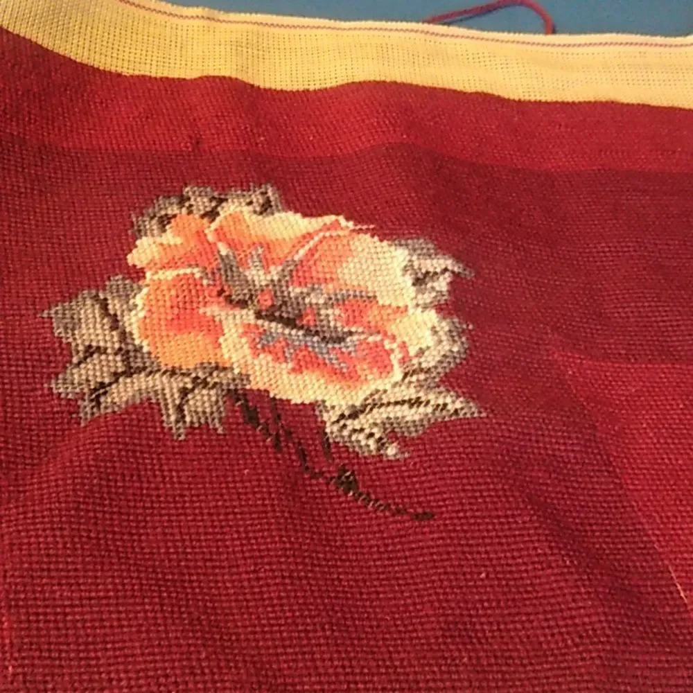 Red and Yellow Tapestry with Floral Design